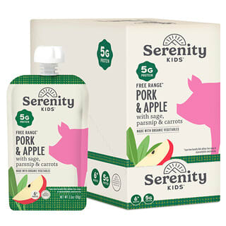 Serenity Kids, Free Range Pork & Apple with Carrots & Sage, 6+ Months, 6 Pouches, 3.5 oz (99 g) Each