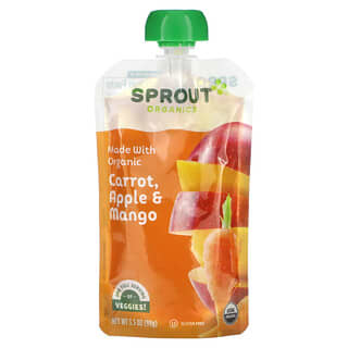Sprout Organic, أغذية الأطفال ، من عمر 6 أشهر فما فوق ، الجزر والتفاح والمانجو ، 3.5 أونصة (99 جم)