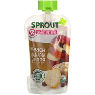 Sprout Organics, Baby Food, Stage 2, Peach Banana Quinoa Raisin, 3.5 oz (99 g)