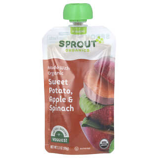 Sprout Organics, Aliments pour bébés, À partir de 6 mois, Patate douce, Pomme et épinard, 99 g