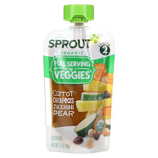 Sprout Organic, Nourriture pour bébé, Étape 2, Carotte, pois chiches, courgette et poire, 99 g