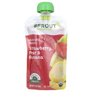 Sprout Organics, Comida para bebés, De 6 meses en adelante, Fresa, pera y plátano`` 99 g (3,5 oz)