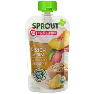 Sprout Organic, 嬰兒食品，6 個月及以上，椰奶和鳳梨桃燕麥粥，3.5 盎司（99 克）