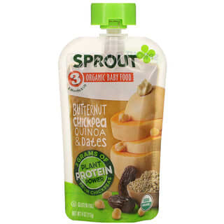 Sprout Organic, 아기 식품, 3단계, 버터넛 병아리콩, 퀴노아 및 대추야자, 113g(4oz)
