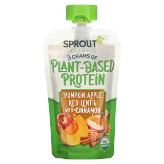 Sprout Organic, Baby Food, Plant-Based Protein, 8 Months & Up, Pumpkin, Apple, Red Lentil with Cinnamon, 4 oz (113 g)