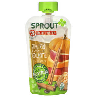 Sprout Organic, Детское питание, от 8 месяцев, тыква, яблоко, красная чечевица с корицей, 113 г (4 унции)
