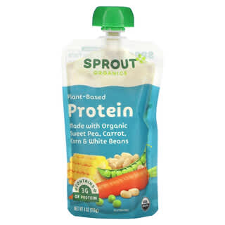 Sprout Organic, Baby Food, Protein, 8 Months & Up, Sweet Pea, Carrot, Corn & White Beans, 4 oz ( 113 g)