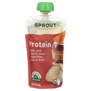 Sprout Organics, Baby Food, 8 Months & Up, Protein, Organic Root Vegetables, Apple & Beef, 4 oz (113 g)