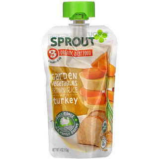 Sprout Organic, Aliments biologiques pour bébés, À partir de 8 mois, Légumes du jardin, Riz complet à la dinde, 113 g
