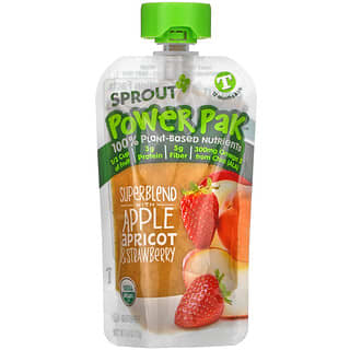 Sprout Organic, Power Pak, от 12 месяцев и старше, суперсмесь с яблочным, абрикосом и клубникой, 113 г (4,0 унции)