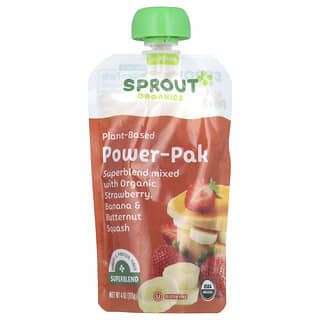 Sprout Organics, Power Pak à Base de Plantas, A Partir de 12 Meses, Morango Orgânico, Banana e Abóbora-Menina, 113 g (4 oz)
