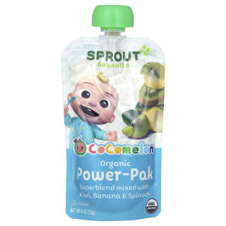 Sprout Organics, Cocomelon, Power-Pak biologico, dai 12 mesi, supermiscela con kiwi, banana e spinaci, 113 g
