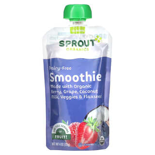 Sprout Organic, Smoothie, 12+ Months, Berry Grape, Coconut Milk, Veggies & Flax Seed, 4 oz (113 g)