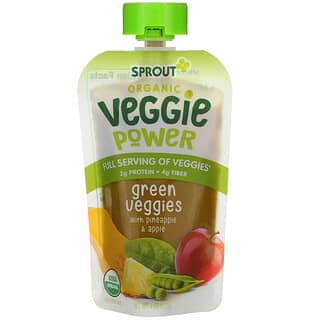 Sprout Organic, Veggie Power, Vegetales verdes con piña y manzana, 113 g (4 oz)