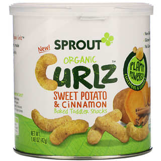 Sprout Organic, مقرمشات Curlz، بنكهة البطاطا والقرفة، 1,48 أونصة (42 جم)