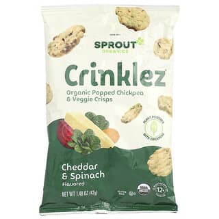Sprout Organics, Crinklez, Organic Popped Chickpea & Veggie Crisp, 12 Months & Up, Cheddar & Spinach, 1.48 oz (42 g)