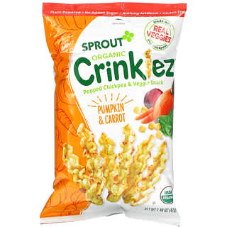 Sprout Organic, Crinklez, 튀긴 병아리콩 & 베지 스낵, 12개월 이상, 호박 & 당근, 42g(1.48oz)