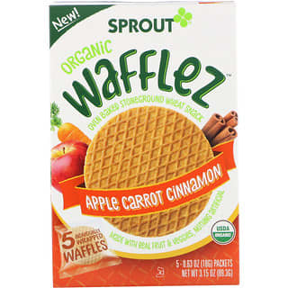 Sprout Organic, Вафли Wafflez, яблоко, морковь и корица, 5 упаковок, 18 г