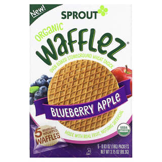 Sprout Organics, Wafflez, Blueberry Apple, 5 Packets, 0.63 oz (18 g) Each