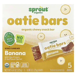 Sprout Organics, Barras de Oatie, Barra para Lanche Mastigável Orgânico, A partir de 2 Anos de Idade, Banana, 5 Barras, 25 g (0,88 oz) Cada