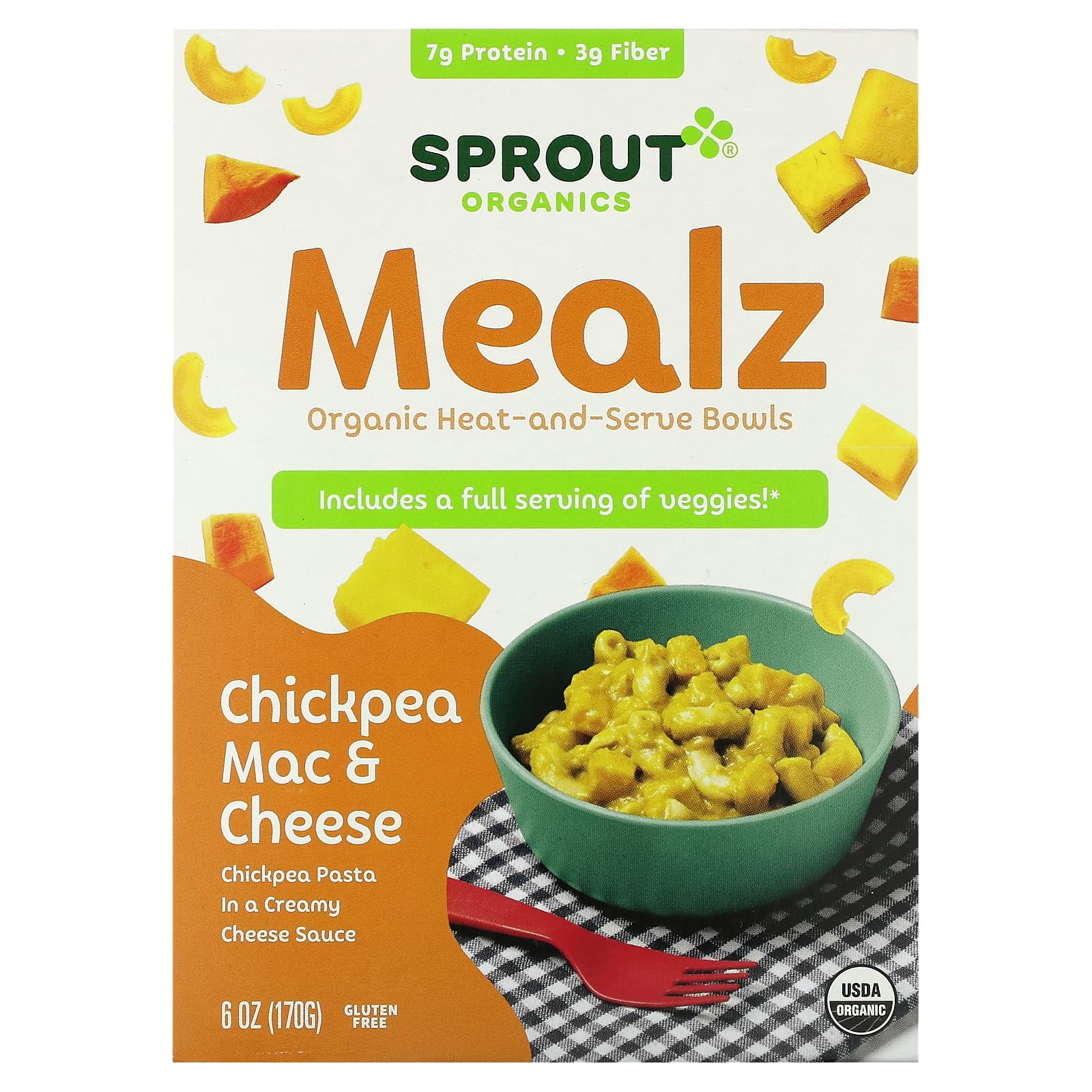 Sprout Organics, Mealz, Organic HeatandServe Bowls, Chickpea Mac & Cheese, 6 oz (170 g)