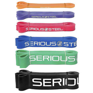 Serious Steel Fitness, 32 Inch Resistance Band, Complete Set, 6 Piece Set
