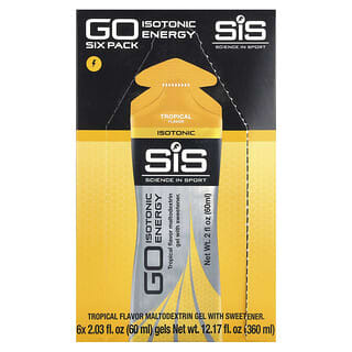 Science in Sport, Gel Isotônico Energético GO, Tropical, Embalagem com 6 Unidades, 60 ml (2,03 fl oz) Cada