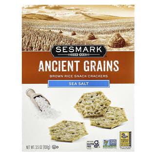 Sesmark, Ancient Grains, Brown Rice Snack Crackers,  Sea Salt, 3.5 oz (100 g)