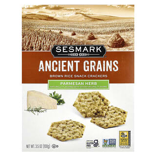 Sesmark, Brown Rice Snack Crackers, Parmesan Herb, 3.5 oz (100 g)