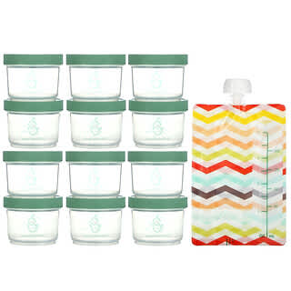 Sage Spoonfuls, Big Batch Storage Set, Plastic Jars, 12 Pack, 4 oz Each