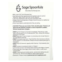 Sage Spoonfuls, Frascos de vidro para armazenamento de alimentos para bebês, 6 unidades, 4 oz cada