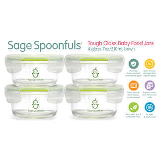 Sage Spoonfuls, Tazones de vidrio resistentes, paquete de 4, 210 ml (7 oz) cada uno