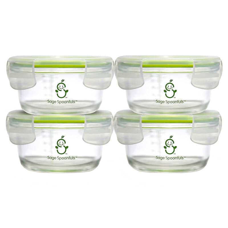 Sage Spoonfuls Baby Food Storage, Glass 4 oz (Pack of 6)