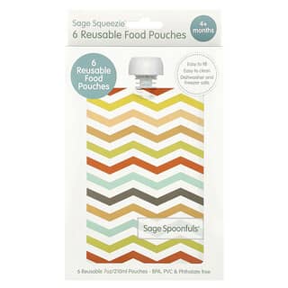 Sage Spoonfuls, Reusable Food Pouches, 4+ Months, 6 Pack, 7 oz (210 ml) Each