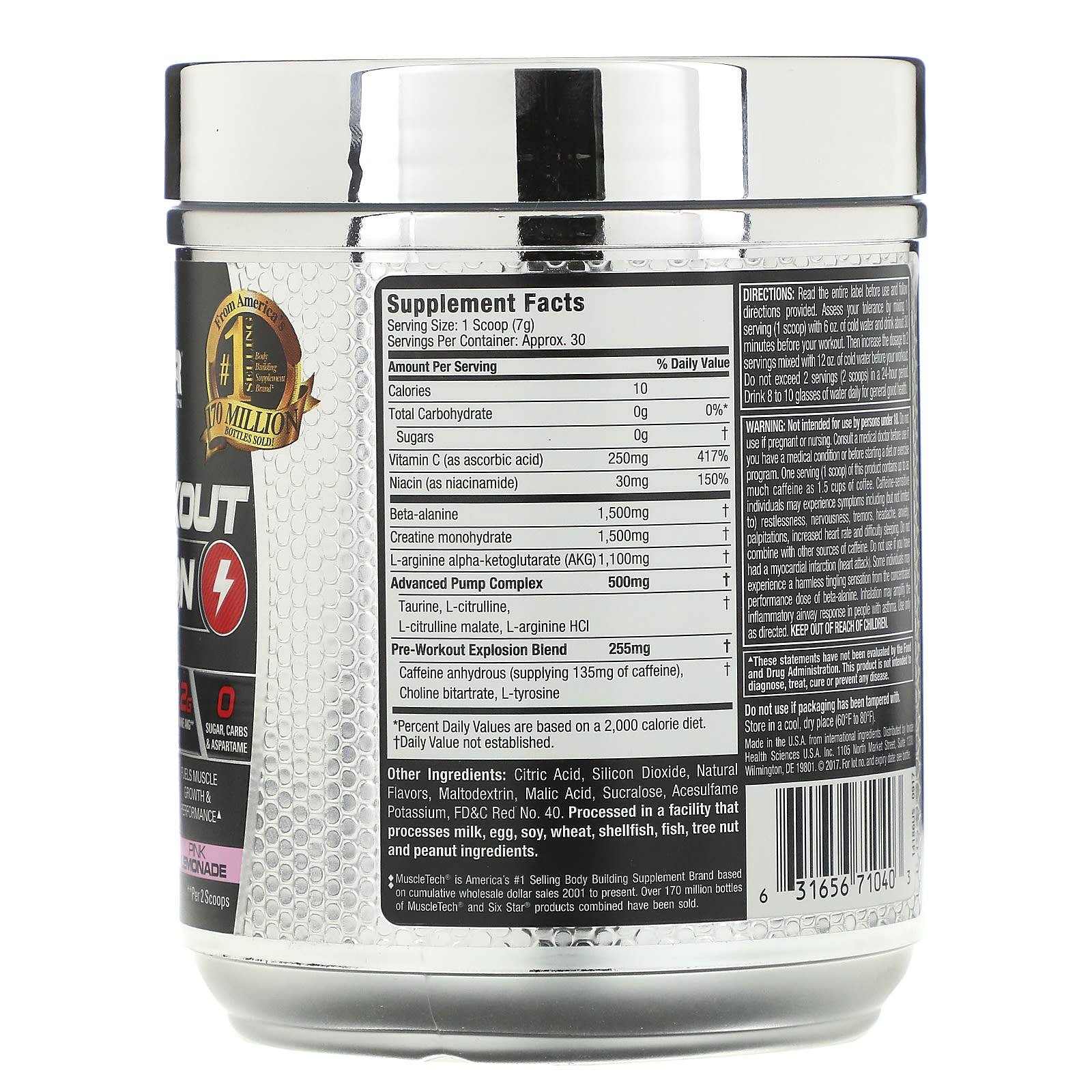 Six Star, PreWorkout Explosion, Pink Lemonade, 7.41 oz (210 g)