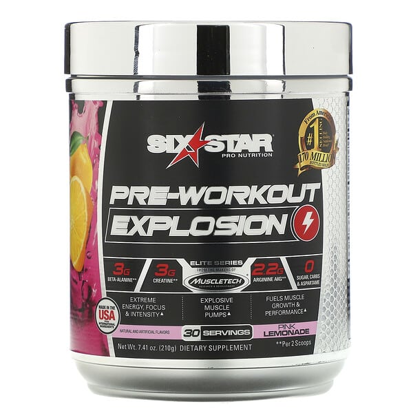 Six Star, PreWorkout Explosion, Pink Lemonade, 7.41 oz (210 g)