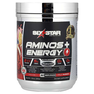 SIXSTAR, Elite Series, Aminos + Energy, Fruit Punch, 7.29 oz (207 g)