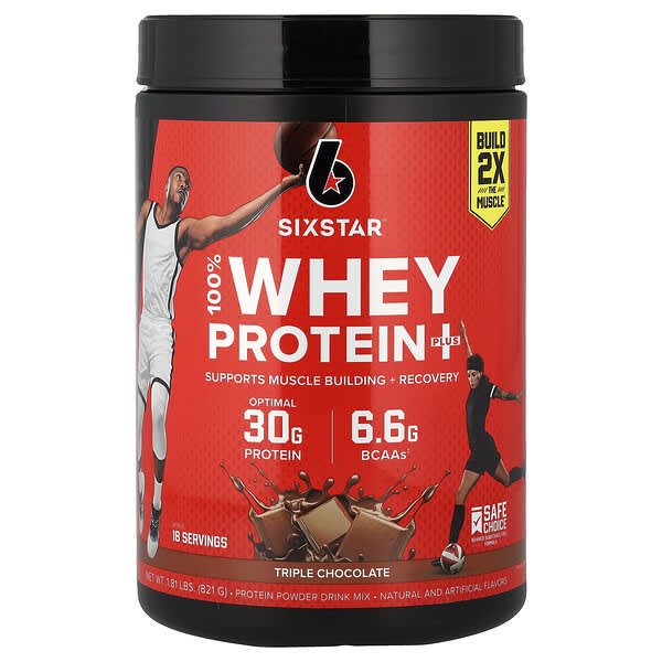 SIXSTAR, 100% 유청 단백질 플러스, 트리플 초콜릿, 821g(1.81lb)