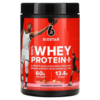 SIXSTAR, 100% Whey Protein Plus, Batido de fresa, 816 g (1,8 lb)