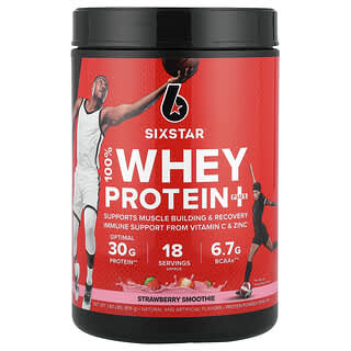 SIXSTAR, 100% Whey Protein Plus, Smoothie de căpșuni, 1,8 lbs (816 g)