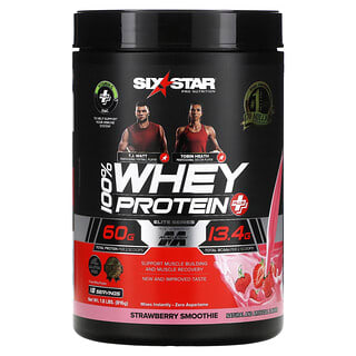 SIXSTAR, Elite Series, 100% Whey Protein Plus, Strawberry Smoothie, 1.8 lbs (816 g)