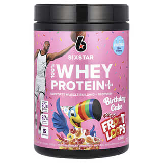 SIXSTAR, 100% Whey Protein Plus, Birthday Cake Kellogg's Froot Loops, 1.55 lbs (705 g)