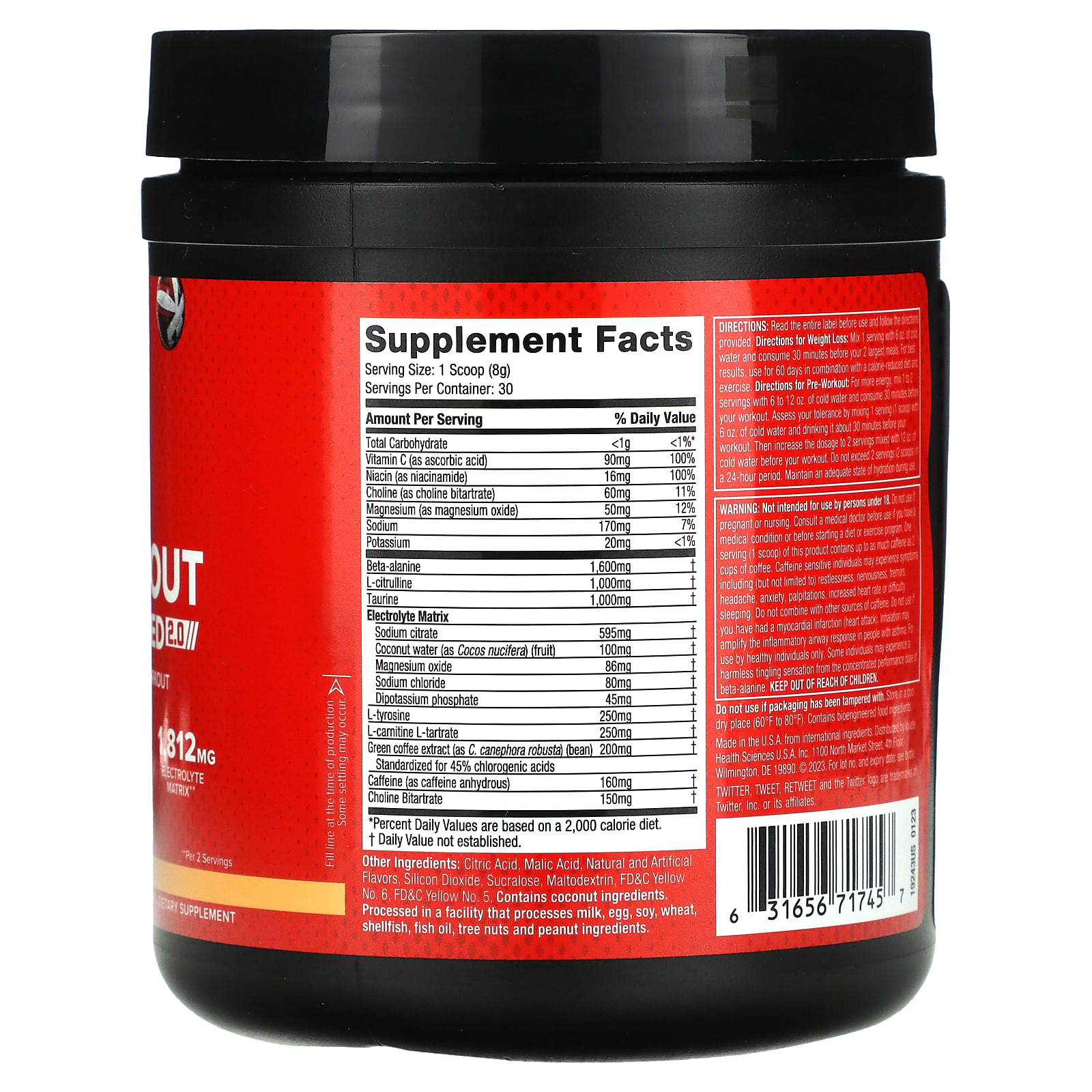 SIXSTAR, PreWorkout Explosion Ripped 2.0, Peach Mango, 8.47 oz (240 g)