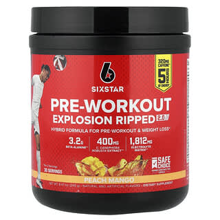 SIXSTAR, Pre-Workout Explosion Ripped 2.0, each Mango, 240 g (8,47 oz)