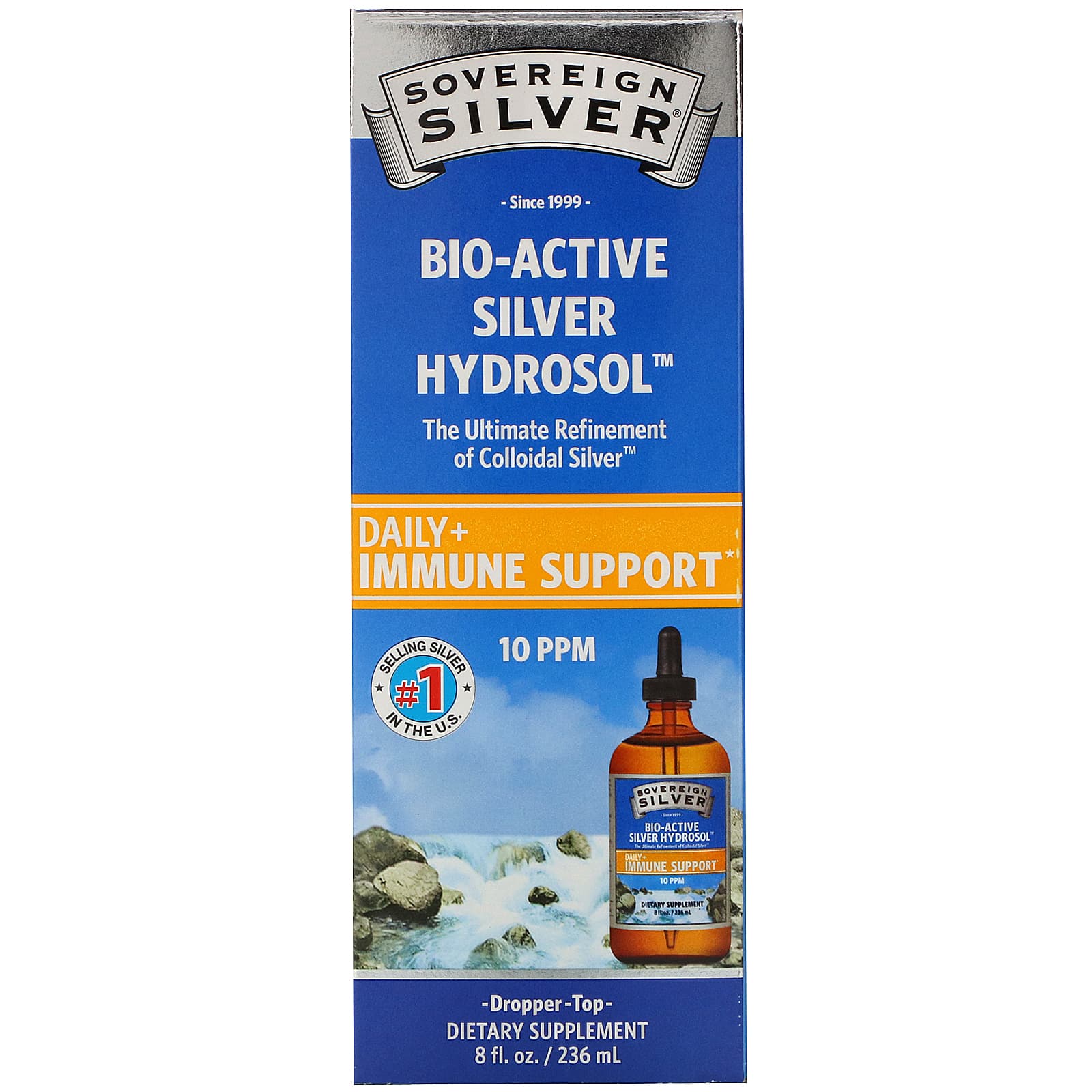 Sovereign Silver, BioActive Silver Hydrosol DropperTop, Daily