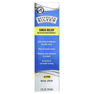 Sovereign Silver, Bio-Active Silver Hydrosol™, Nasal Spray, Sinus Relief, 10 PPM, 2 fl oz (59 ml)