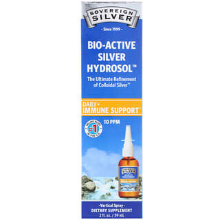 Sovereign Silver, Bio-Active Silver Hydrosol، بخاخ عمودي، 10 جزء في المليون، 2 أونصة سائلة (59 مل)