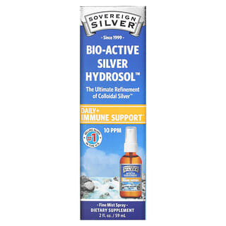 Sovereign Silver‏, Bio-Active Silver Hydrosol, תמיכה במערכת החיסון, תרסיס קליל, 10 ppm (חלקים למיליון), 59 מ"ל (2 fl oz)