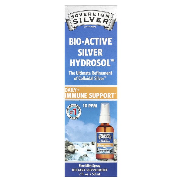 Sovereign Silver, Bio-Active Silver Hydrosol, Fine Mist Spray, 10 PPM, 2 fl oz (59 ml) (10 ppm per 30 Sprays)
