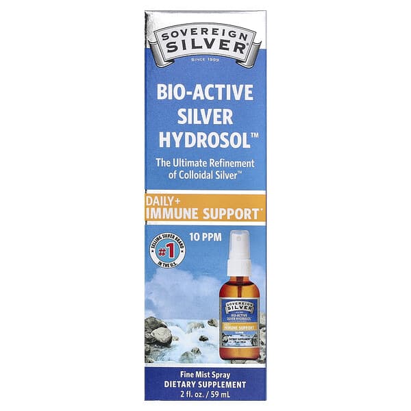 Sovereign Silver, 生物活性銀水溶膠，細霧噴霧，10 ppm，2 液量盎司（59 毫升）（每 30 次噴霧 10 ppm）